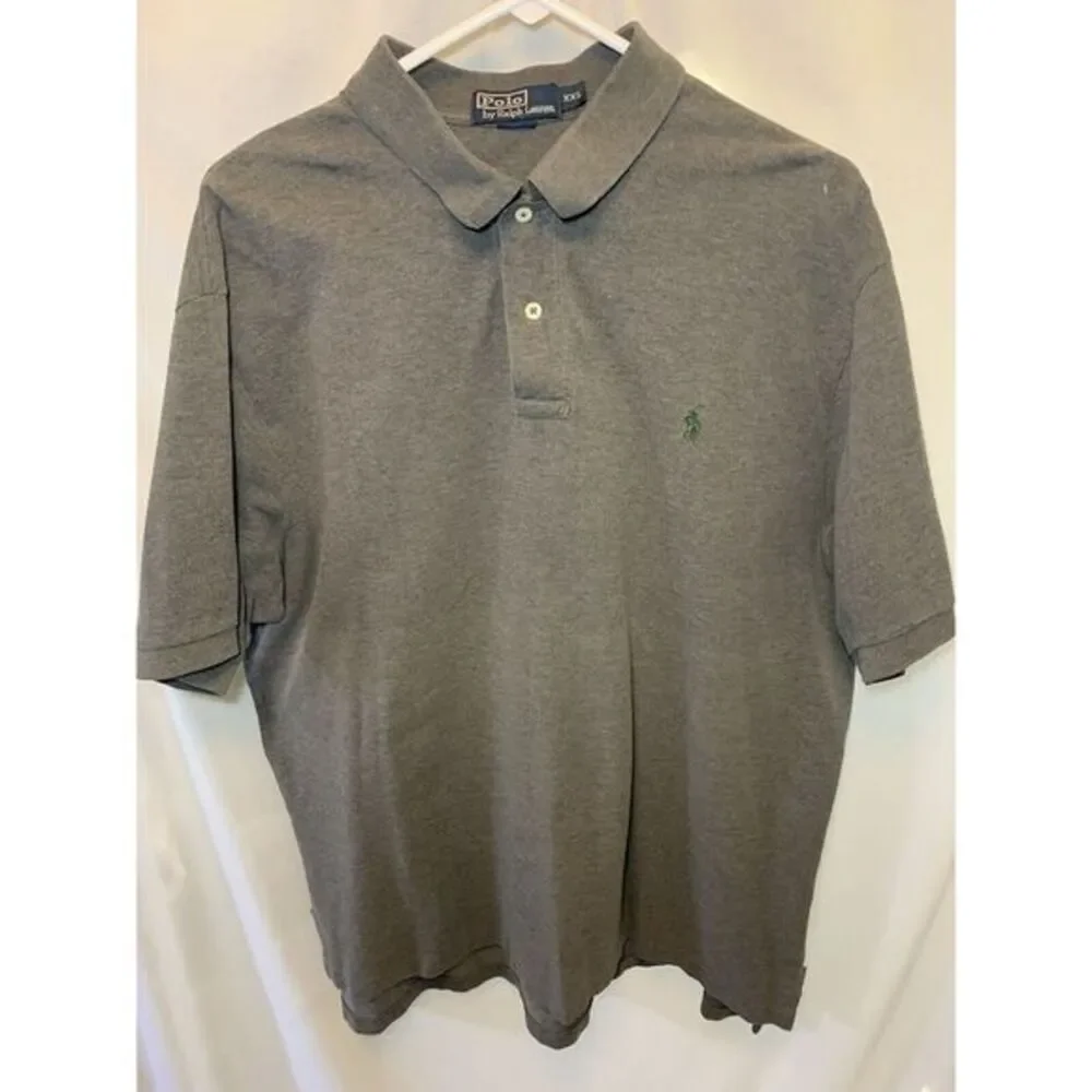 Mens Polo By Ralph Lauren XXL Grey Cotton‎ Collared Polo Golf Short Sleeve Shirt